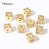 18K Gold Plated Inlaid Zircon Square Spacer Beads, Brass Metal Beads Separator For DIY Beading Jewelry Making Supplies