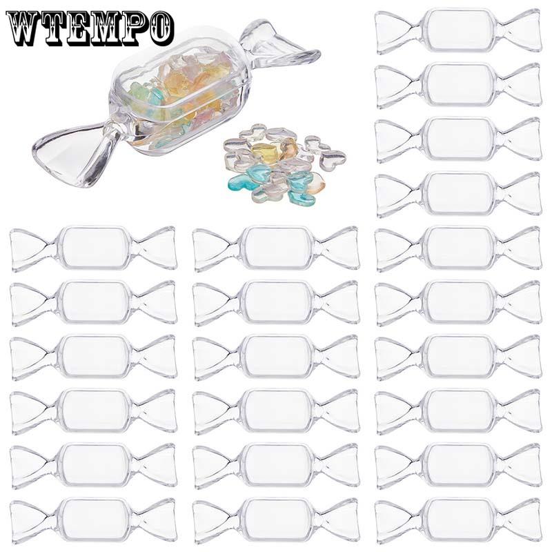 WTEMPO Transparent Creative Small Gifts Packaging Boxes with Lids Sturdy Mini Plastic Boxes In The Shape of Small Candies Festive Decor Clear Boxes