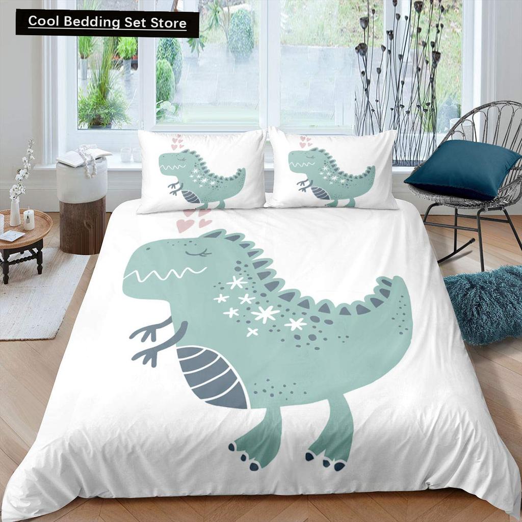 Cartoon Dinosaur King Queen Duvet Cover Jurassic World Animal Bedding Set Universe Galaxy Quilt Cover Polyester Comforter Cover