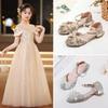 Summer Children's Sandals Women's New Students Middle and Older Children's Bow Sandals Princess High Heels Solid Color Girls Sandals
