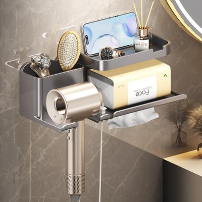 Cross-border New Non-punching Wall-mounted Hair Dryer Storage Multi-functional Rack Hair Dryer Wholesale