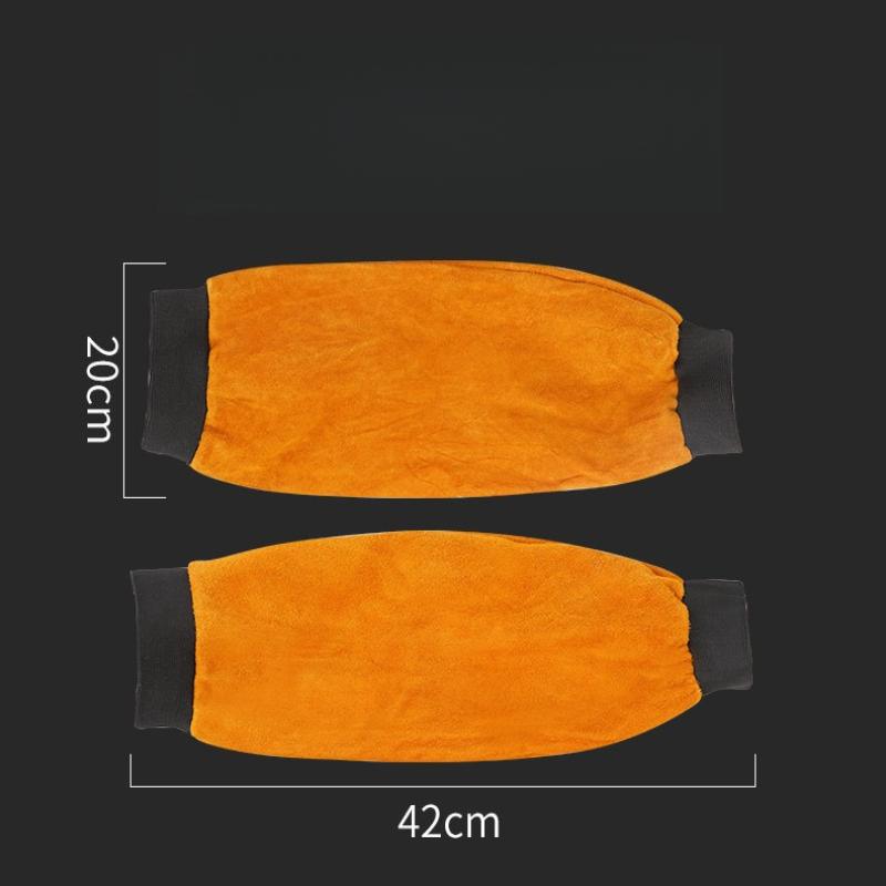 1 Pair PU Leather Welding Arm Guard Heat Resistant Flame Retardant Industrial Work Sleeves for Protection