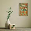 "Happy Place Welcome" Rustic Metal Sign, 8x12 Inch.
