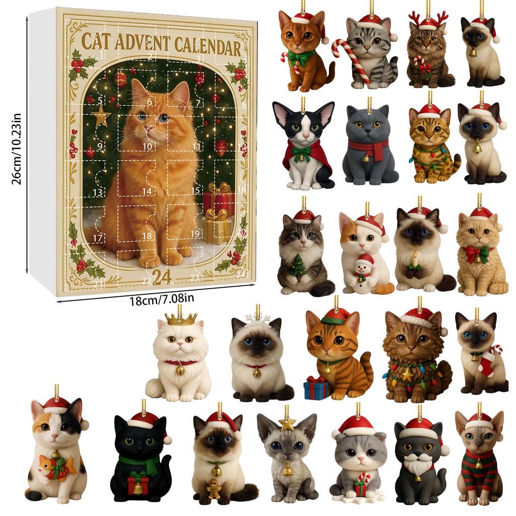 Christmas Cat Acrylic Advent Calendar With 24 Decor Slots For Holiday Celebrations