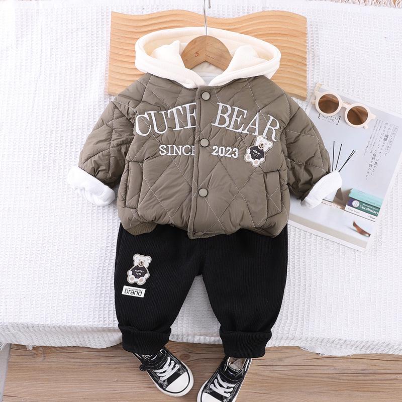 Autumn/Winter Quilted Baby Two-Piece Suit - Cute and Cozy Unisex Winter Outfit