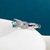 POMOiii Faux Teal Moissanite Resizable Rings For Women Wedding Engagement Party Bridal Rings Graceful Gift Jewelry