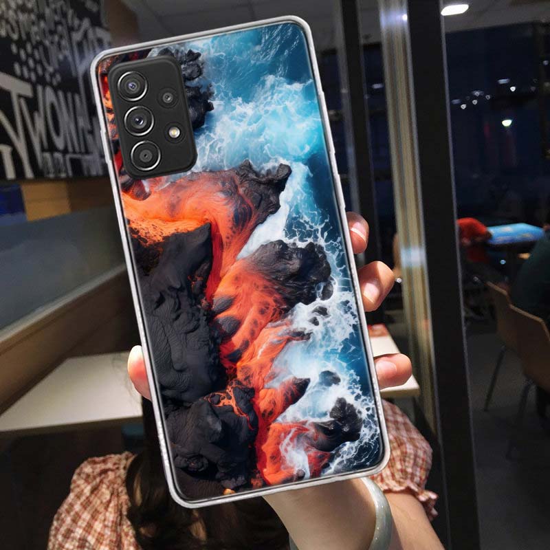 The Collision of Lava and Seawater Phone Case for Samsung A54 A57 A37 A17 A14 A15 A12 A24 A34 A55 A35 A25 A52S A07 A05S A04S A22