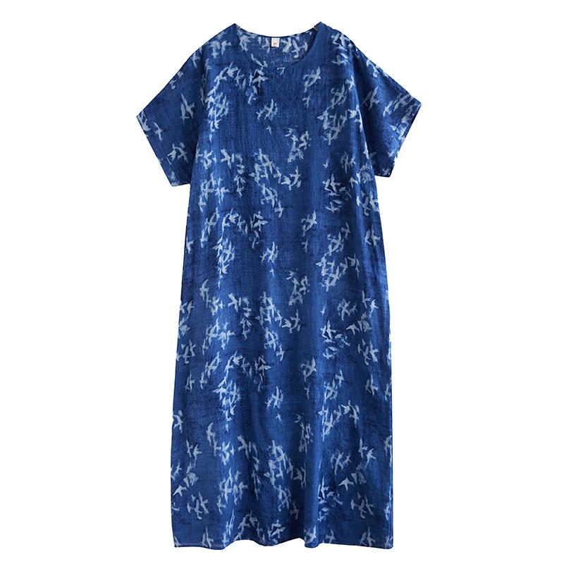 DIMANAF 2025 Sommer Damen Übergröße Lockeres Kleid Strand Vintage Basic Casual Langes Kleid Druck Urlaubskleid