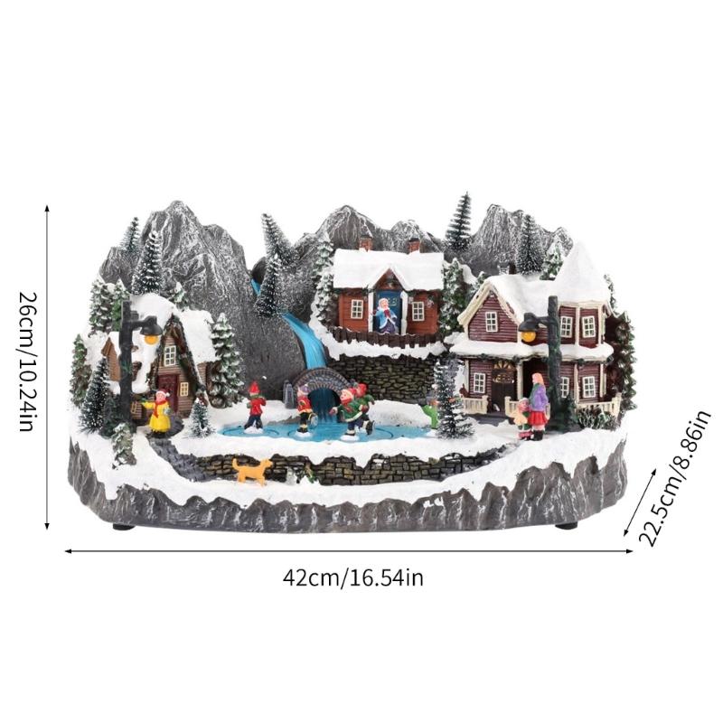 Resin Plastic Holiday Music Houses Ornament With Removable Component Battery USB Powered For DIY Decoration