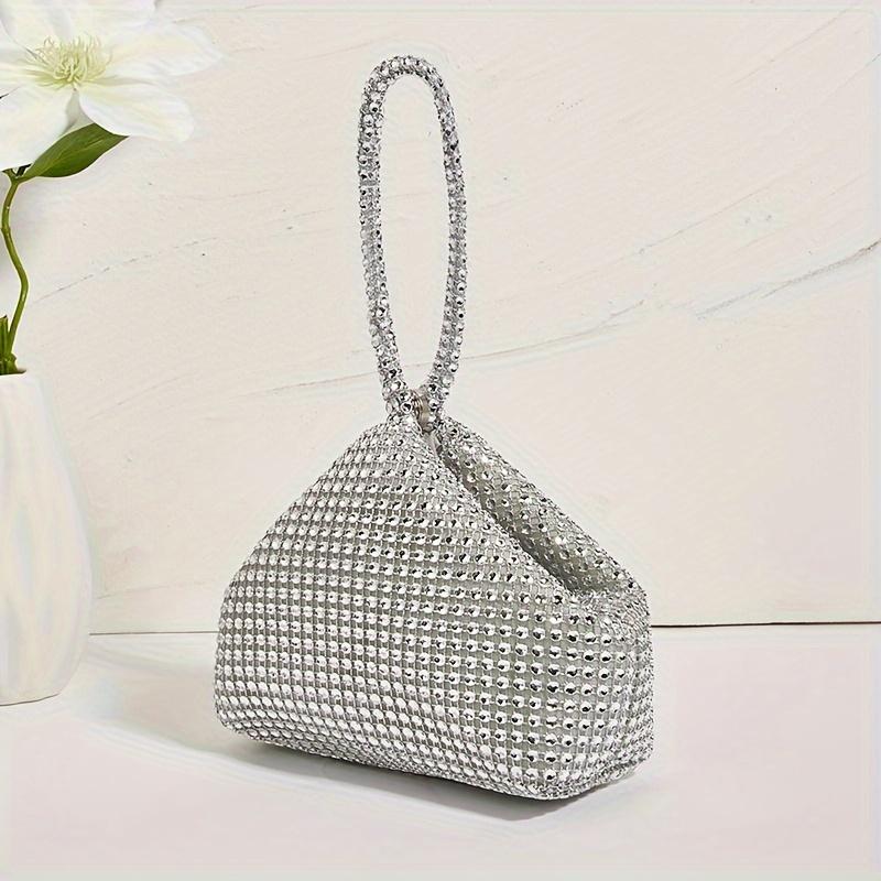 Mini Glitter Rhinette Clutch, Elegant Glitter Clutch, Ladies Fashion Tote and Wrist Purse for Weddings and Music Festivals