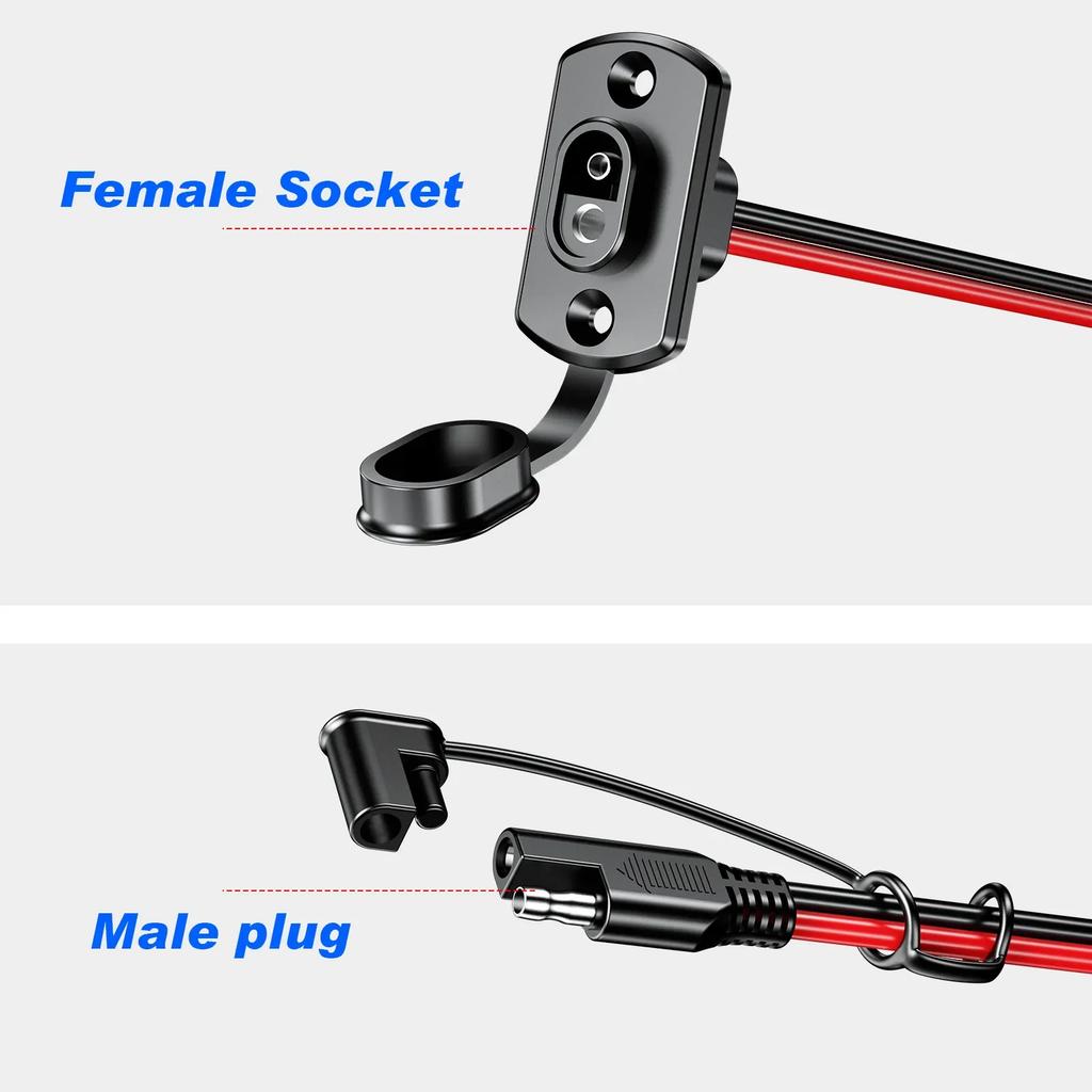 SAE Quick Connector Harness SAE Adapter Male Plug To Female Socket Cable 1FT 12AWG SAE Extension Cord