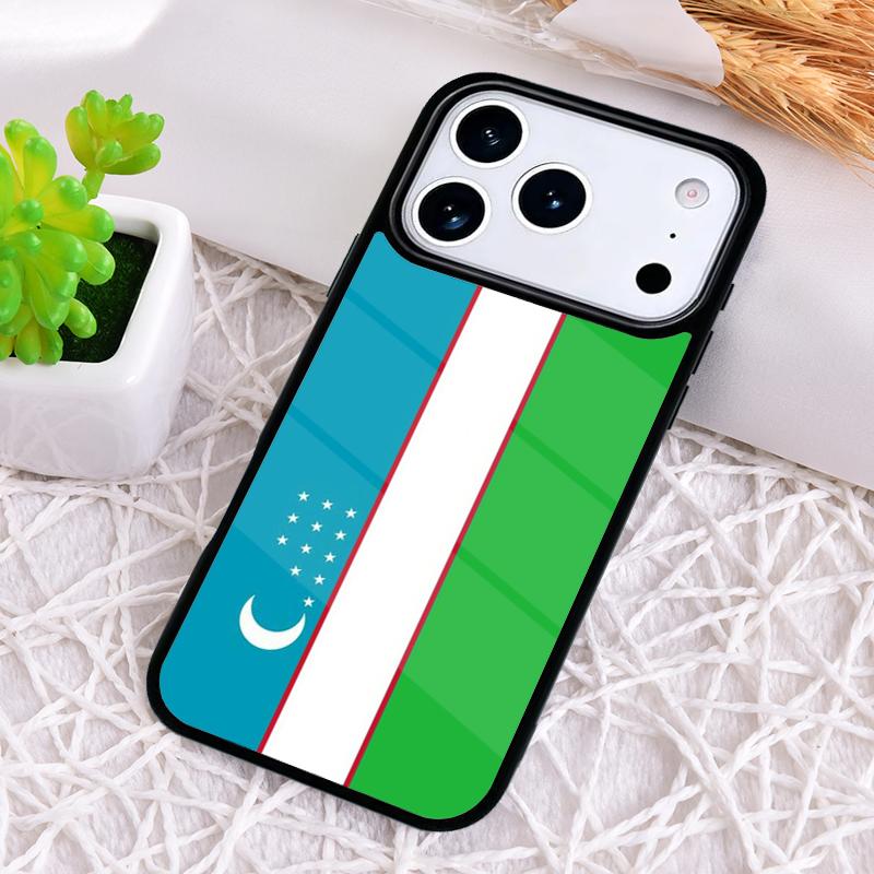 Uzbekistan Flag Coat Of Arms Shockproof Phone Case for iPhone 17 Air 16e 15 11 12 14 13 Pro Max Cover Coque