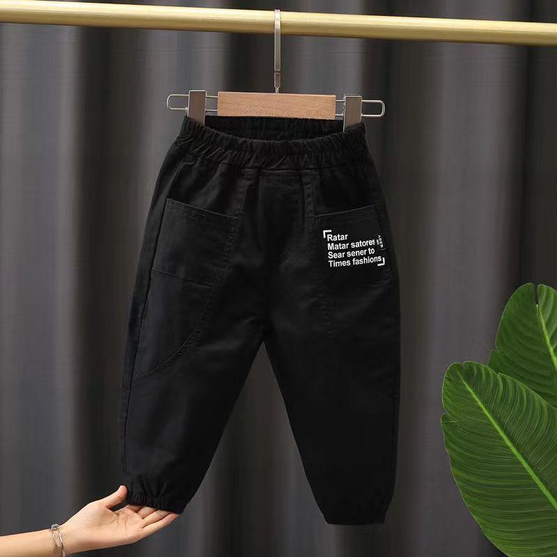 Брюки для мальчиков Весенние и осенние брюки Весенние повседневные брюки для мальчиков для детей 90 чёрный