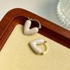 Elegant White Enamel Heart Earrings for Women - Luxury Peach Heart-Shaped Studs and Drop Earrings.