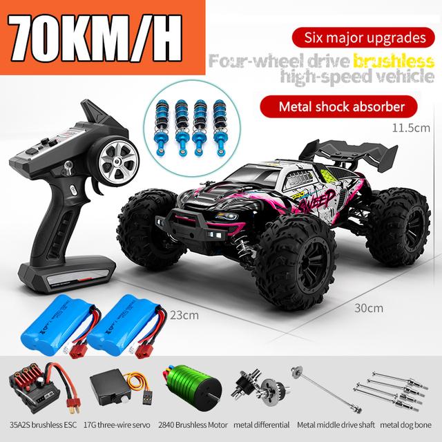 New Rc Car Off Road 4x4 High Speed 75KM/H Remote Control Car with LED Headlight Brushless 4WD 1/16 Monster Truck Toys for Boys Gift