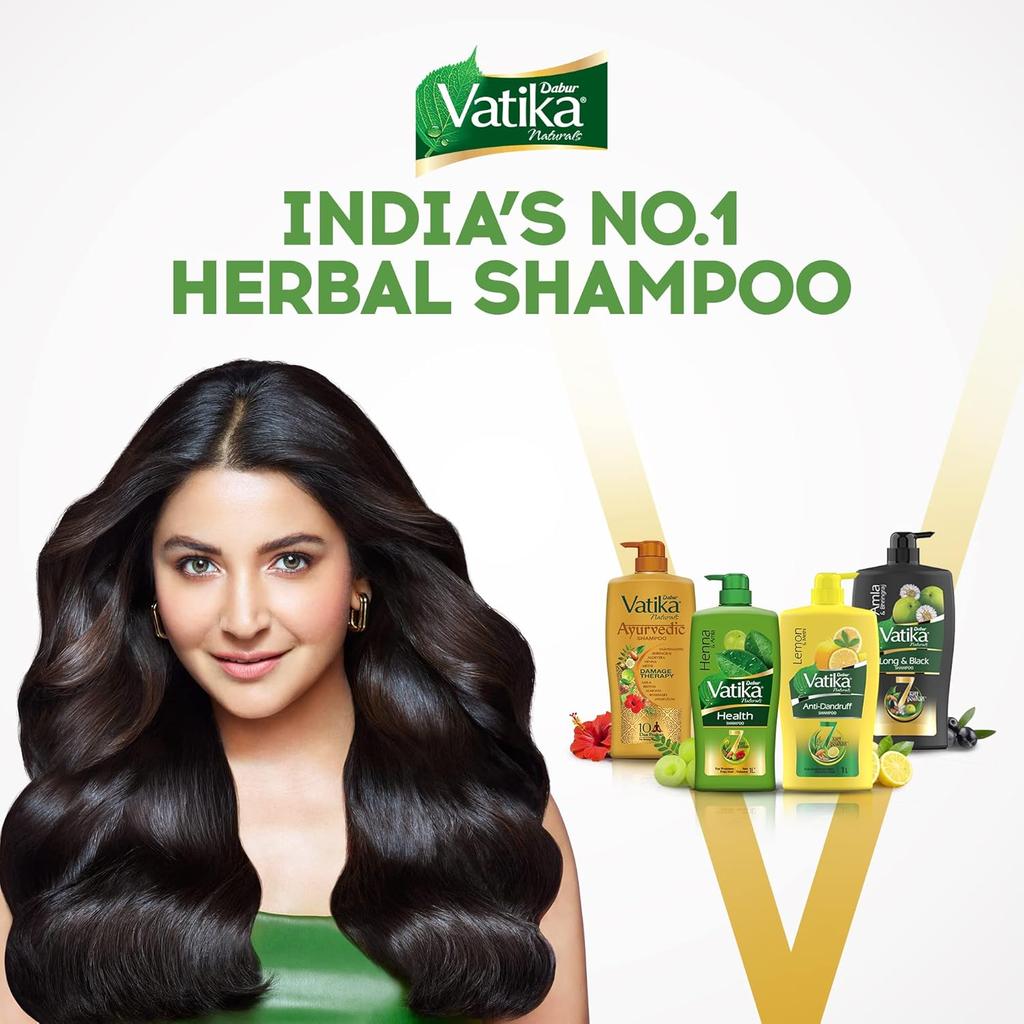 Dabur Vatika Health Shampoo 640ml | With Henna Amla Olive & Hibiscus | Smooth Shiny Nourished Hair | Controls Frizz & Repairs Damage