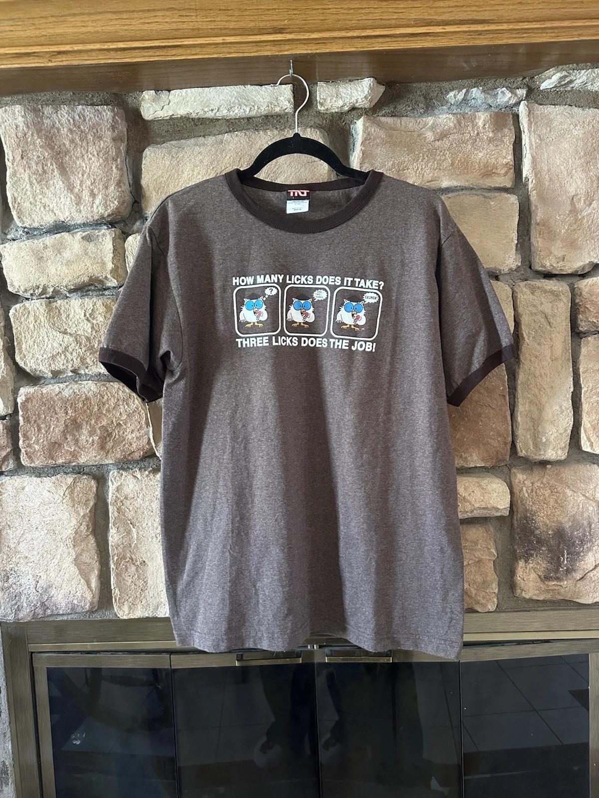 

VTG 90s 00s Tootsie Pop Y2K T Shirt Mr Owl How Many Licks Size M USA Made S