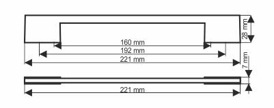 UN71 handle, polished chrome, 160/192mm