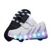 Shoes with Wheels for Kids Beginners - Adjustable Velcro Strap 2-Wheel Roller Skates with USB Rechargeable LED Lights