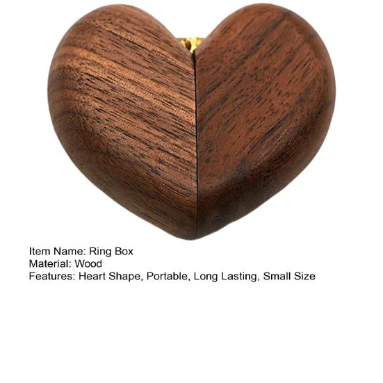 Yousheng Heart-shaped Ring Box Compact Size Portable Retro Style Wooden Proposal Wedding Ring Holder Jewelry Organizer
