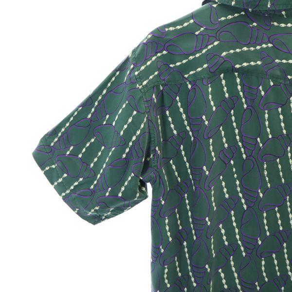 HONOLULU USA silk All-over shell print Short sleeve Aloha shirt S green Men's Used