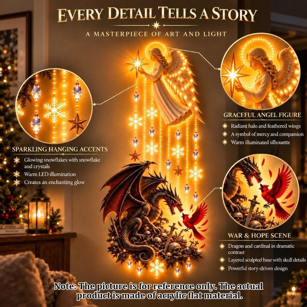 Glowing Angel Blessing Wall Light Snowflake Village Nativity Scene Home Indoor Decor