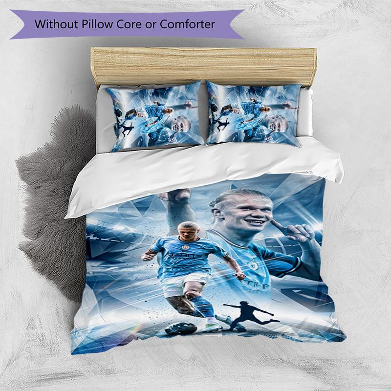 Set Biancheria da Letto 3 Pezzi Stampato Erling Haaland Traspirante Copripiumino con Federe Biancheria da Letto Decorativa per Camera da Letto Casa