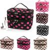 Travel Cosmetic Makeup Bag Organizer Double Layer Dot Pattern Toiletry Bag Case Pouch With Mirror For Woman