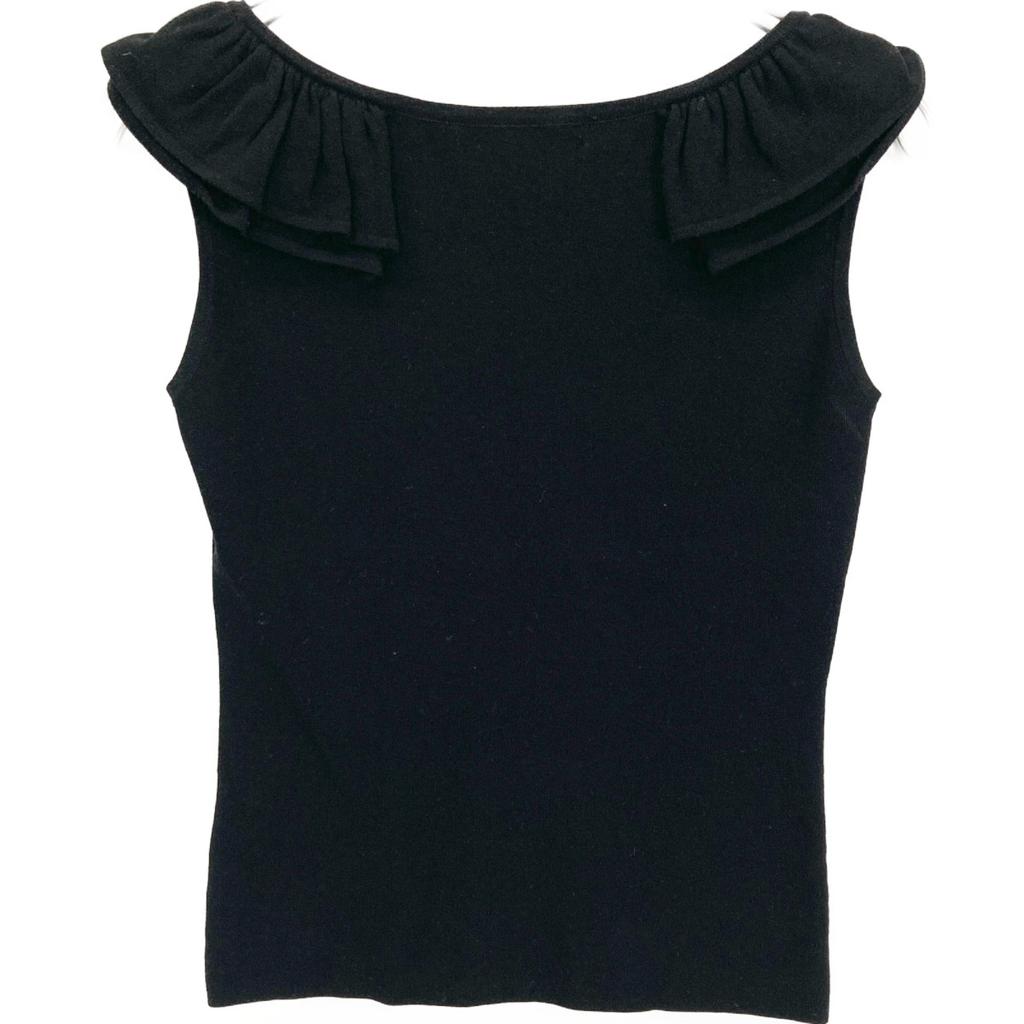 FOXEY BOUTIQUE 25559 SMYAZ16 Black Sleeveless Frill Knit Tops 38 blackUsed