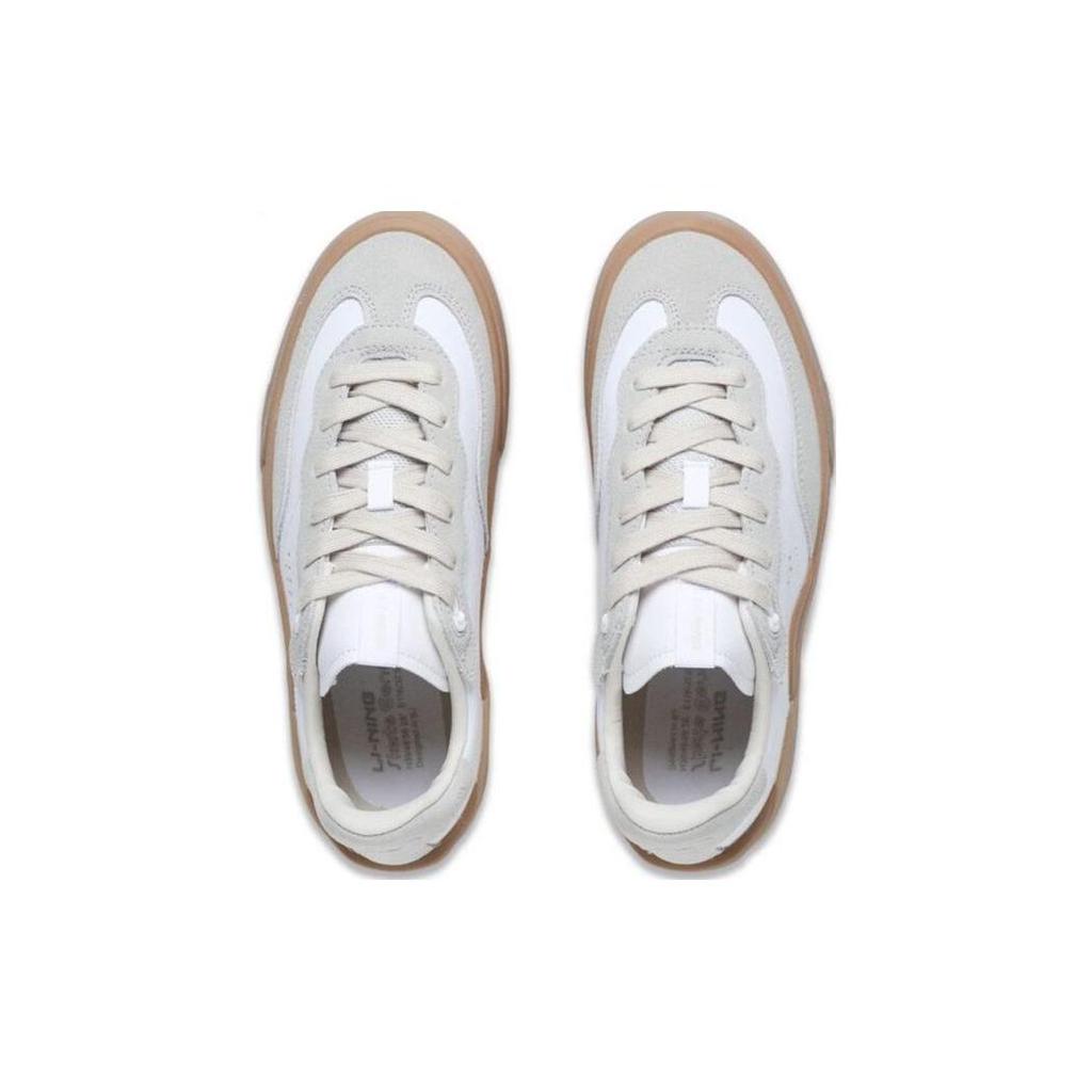 Li Ning Skategeneral Comfortable Abrasion Resistant Breathable Low top Skateboard Shoes Women's White Gray AEPSA50-1