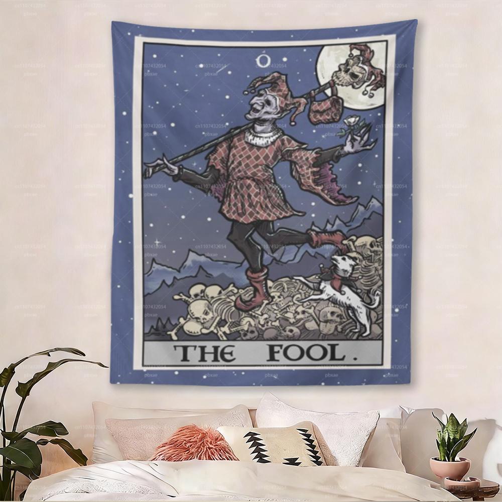 The Fool Tarot Card Tapestry Home Spooky Wall Hanging Horror Wall Art Occult Gothic Home Decor Wall Art Print