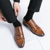 New  Men's Flower Plus Business Dress Blok Leather Shoes with British Lace Up Breathable Casual Men's Shoes