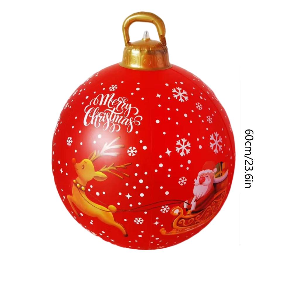 60cm Outdoor Christmas Inflatable Decorated Ball PVC Giant Big Large Balls Xmas Tree Decorations Toy Ball Without Light Ornament