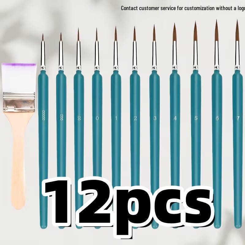 Foreign Trade Nylon Painting Brush Set - 10 Pieces, Red & Blue Handles, Flat Gouache & Oil Brushes