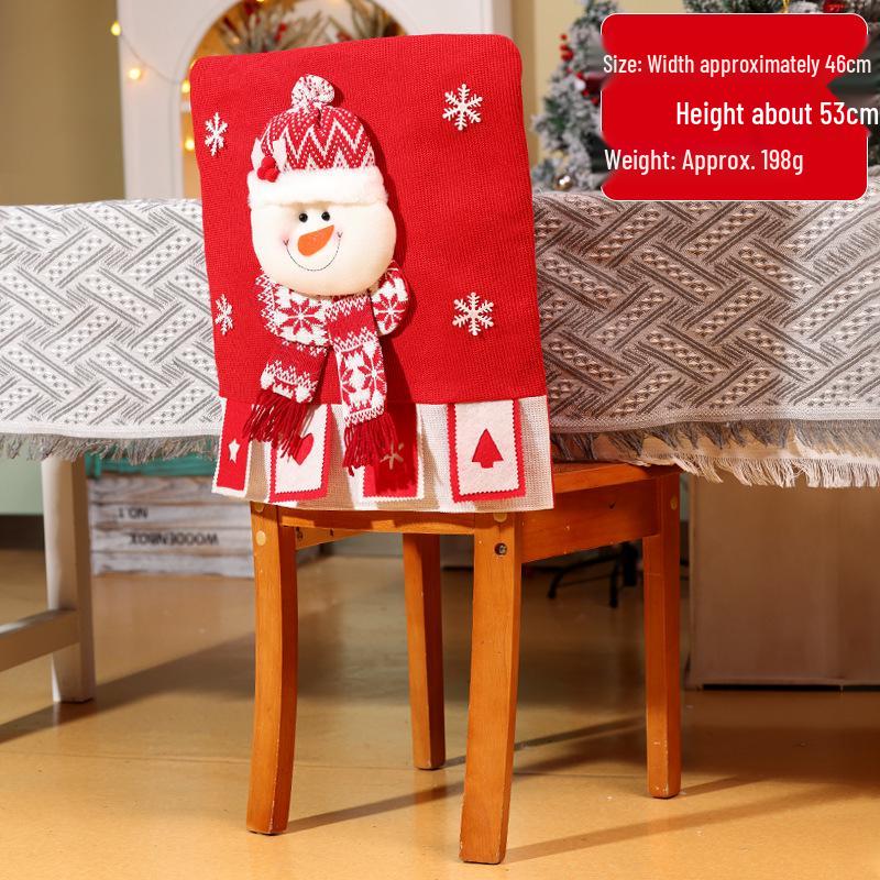 Christmas Santa and Snowman Chair Back Covers - Festive Restaurant Decorations