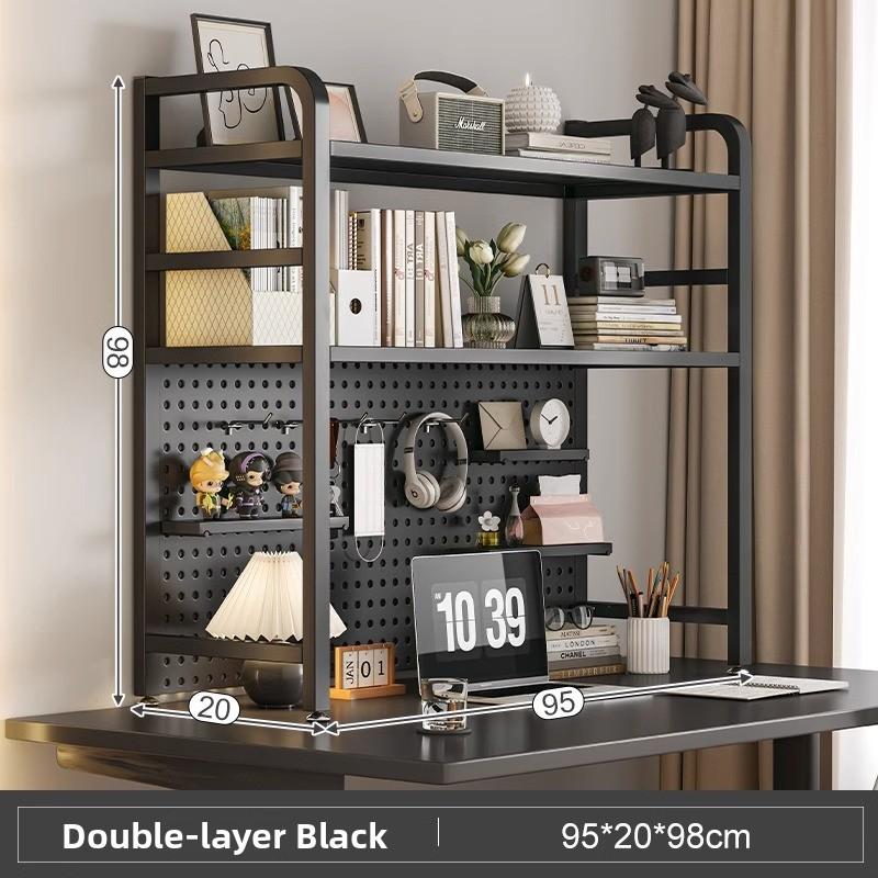 Multi-Layer Desktop Hole Board Storage Rack Stand up Computer Desk Organizer Student Dormitory Bookcase Horizontal Shelf Holder