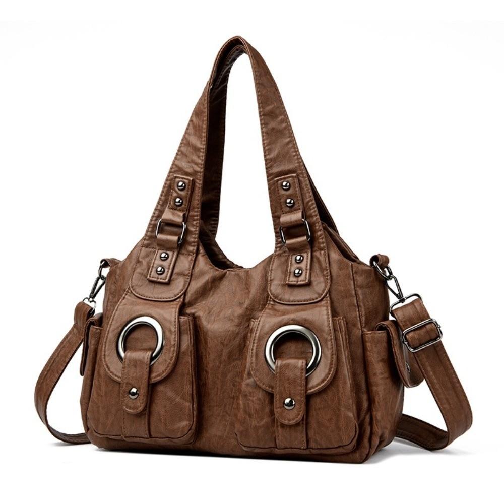 Fashion Pu Leather Handbags Soft Large Capacity Tote Bags Multifunctional Retro Crossbody Bag Women