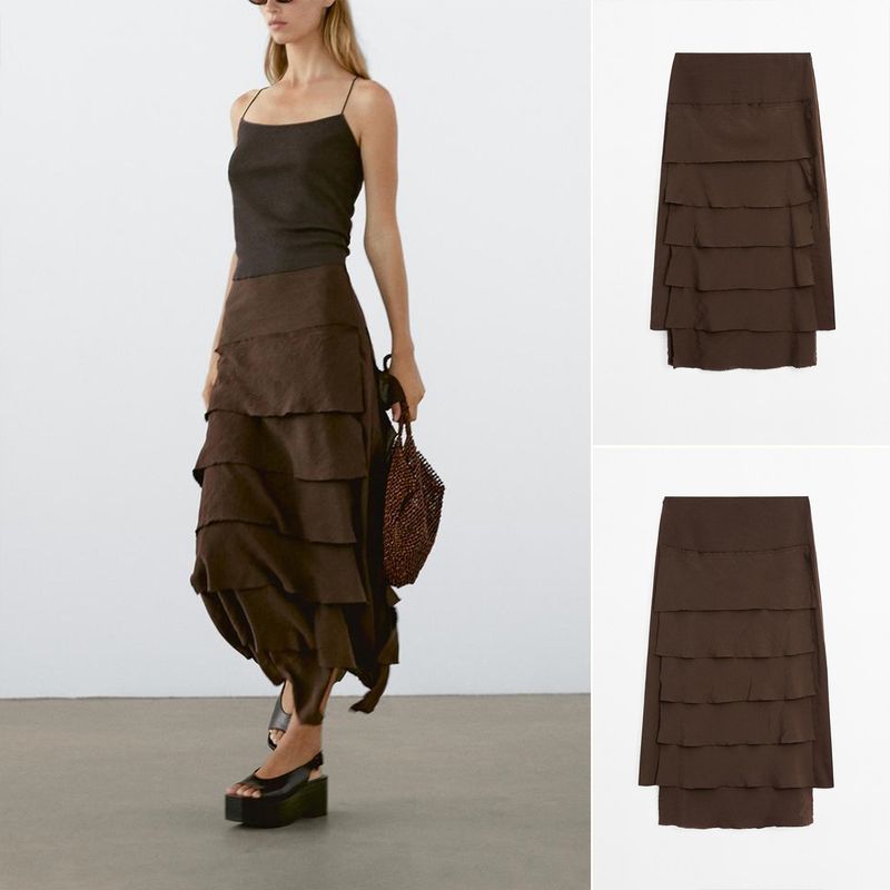 MD Spring/Summer New Arrival Women's Boqi Style Romantic Retro Brown Elegant Cake Dress Skirt 5245530
