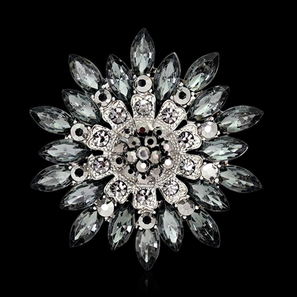 Luxus Damen Mode Blume Brosche Kristall Strass Schmuck für Hochzeit Brosche Party Geschenk