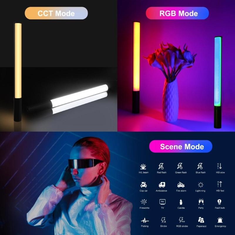 132 Color LED Video Light Bar Adjustable Color Temperature 2500K 9000K With 20 Effect Rechargeable Photography Lighting