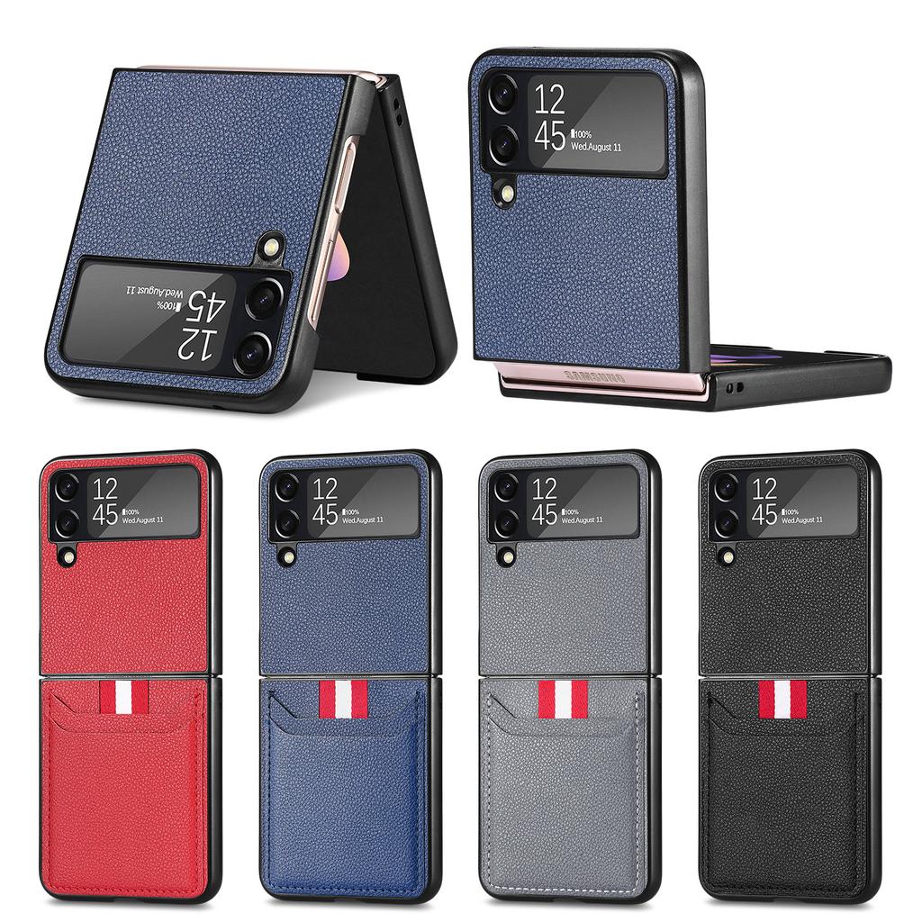 Non -Slip Card Pocket Portable Leather Case For Samsung Galaxy Z Flip4 Flip 4 Flip3 Flip 4 Zflip4 5g Mobile Phone Accessories