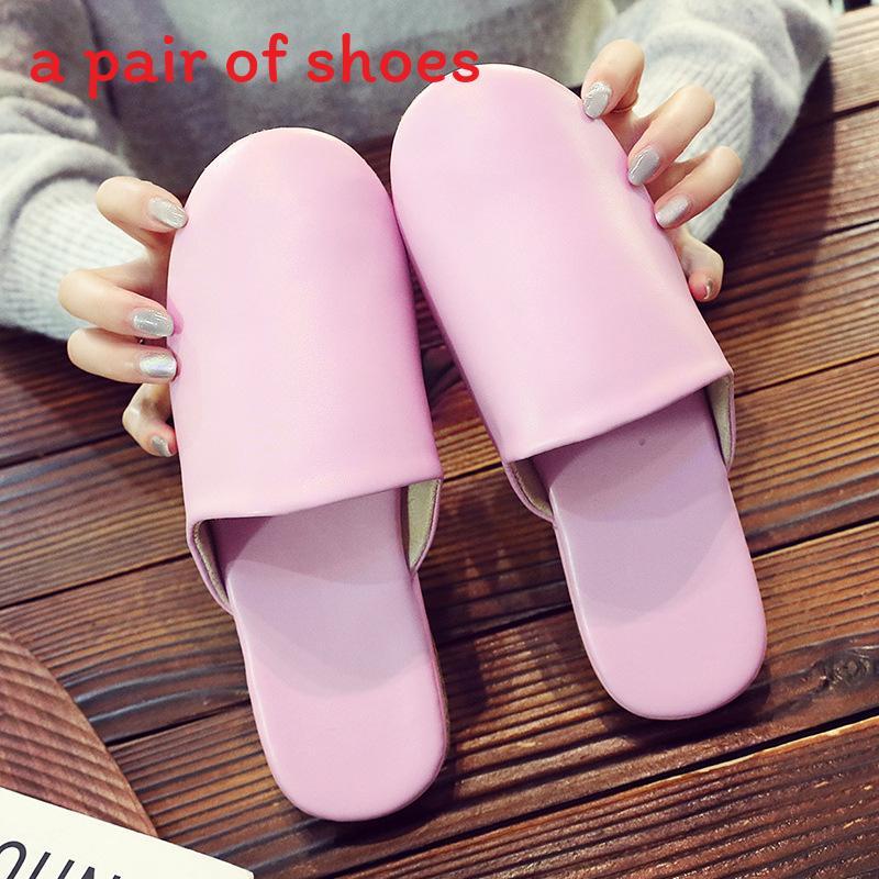 Home Indoor Slippers With Pu Material Anti Slip Waterproof For Couples