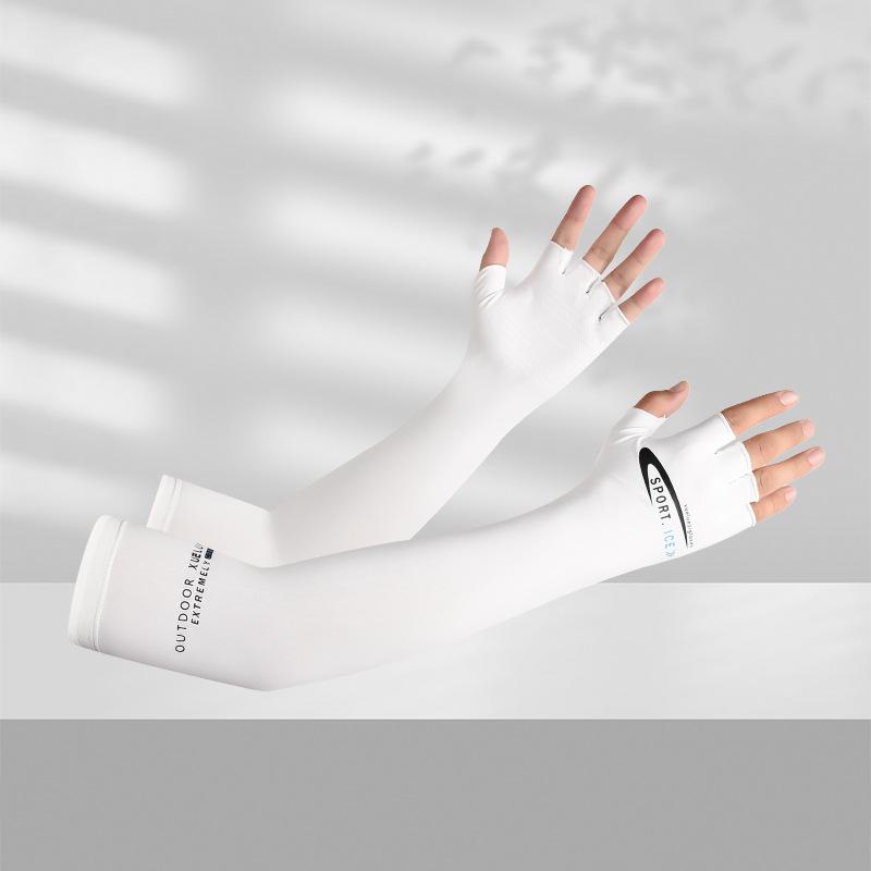 Ice Silk Sunscreen Gloves, Thin Touch Screen Sleeves, Long Breathable Sports, Men and Women Outdoor Driving, Cycling, Fishing, Quick Drying