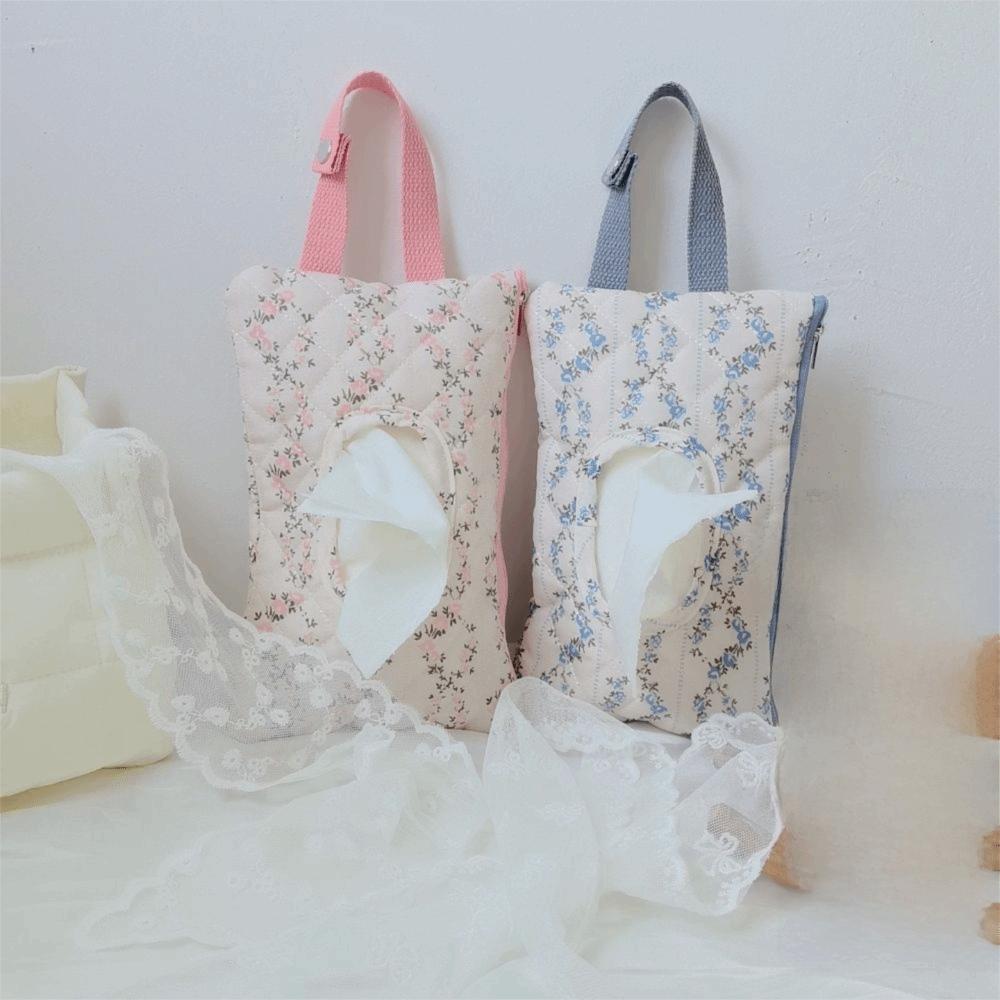 Floral Design Baby Wipes Dispenser Portable Reusable Wet Tissue Storage Bag Large Capacity Quilted Baby Wipes Holder Mom Travel