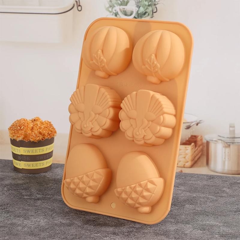 5PS Silicone Baking Mold DIY Pumpkin Nut Leaves Joy of Harvest Fondant Cake Silicone Halloween Art Craft Decorating Tool