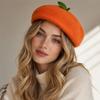 Red Apple Painter Hat Orange Shaped Knit Beret Japanese style Fruit Beret  Autumn and Winter Warmth