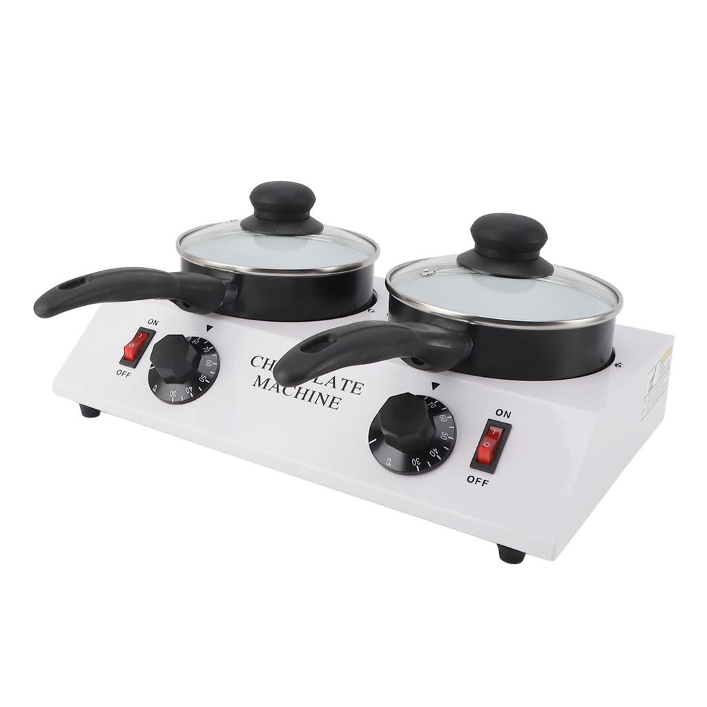 Máquina de derreter chocolate com 2 tanques, temperatura constante, alumínio, antiaderente, manual, máquina de chocolate