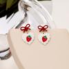 Fun Cartoon Asymmetrical Oil Drop Earrings, Guochao Panda Animal Fruit Earrings, Cute Mushroom Leaf Earrings