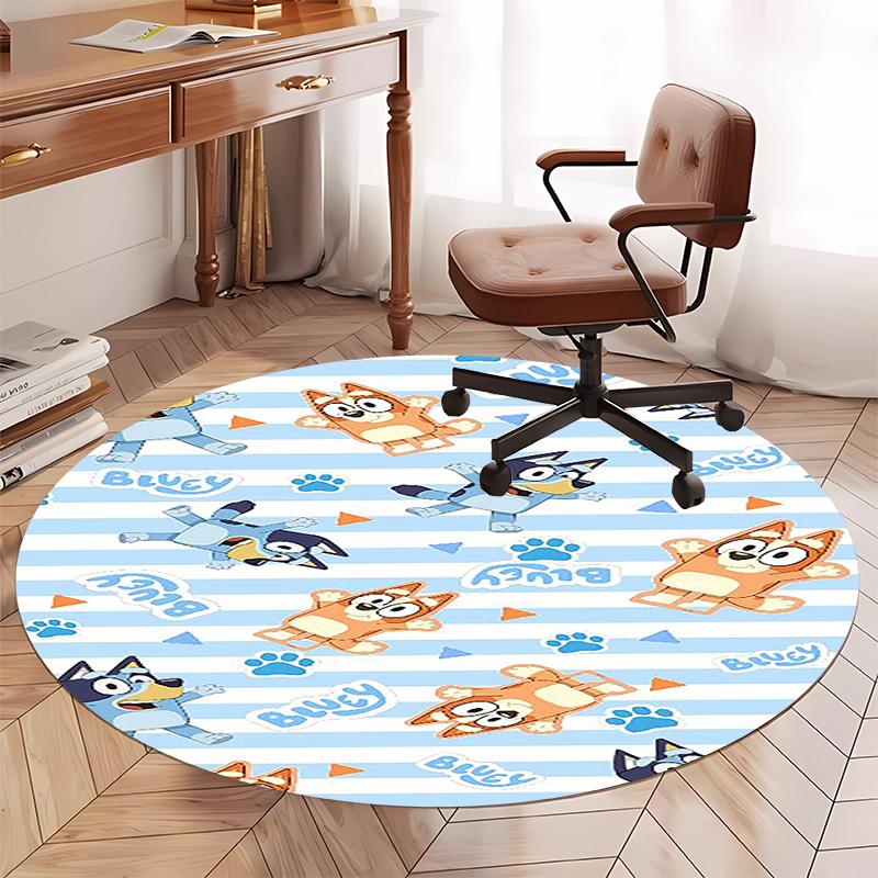 Bluey Printed Round Rug Carpet Chair Rug Area Rug Entryway Doormats,for Office Chair Living Room Bedroom Kitchen Room.