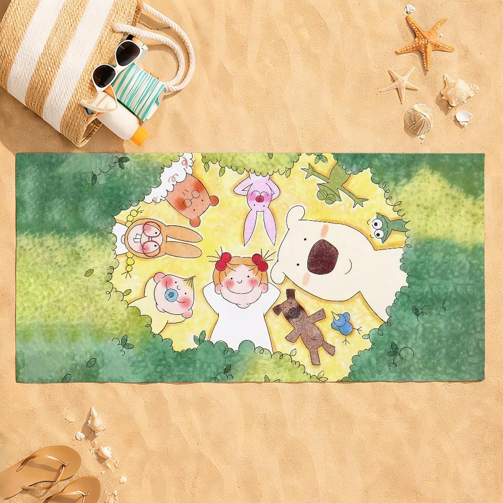 Cartoon C-coco and W-Wondrous Towel Drying Bath Towel Applicable To Light Swimming Camping Yoga Beach Out